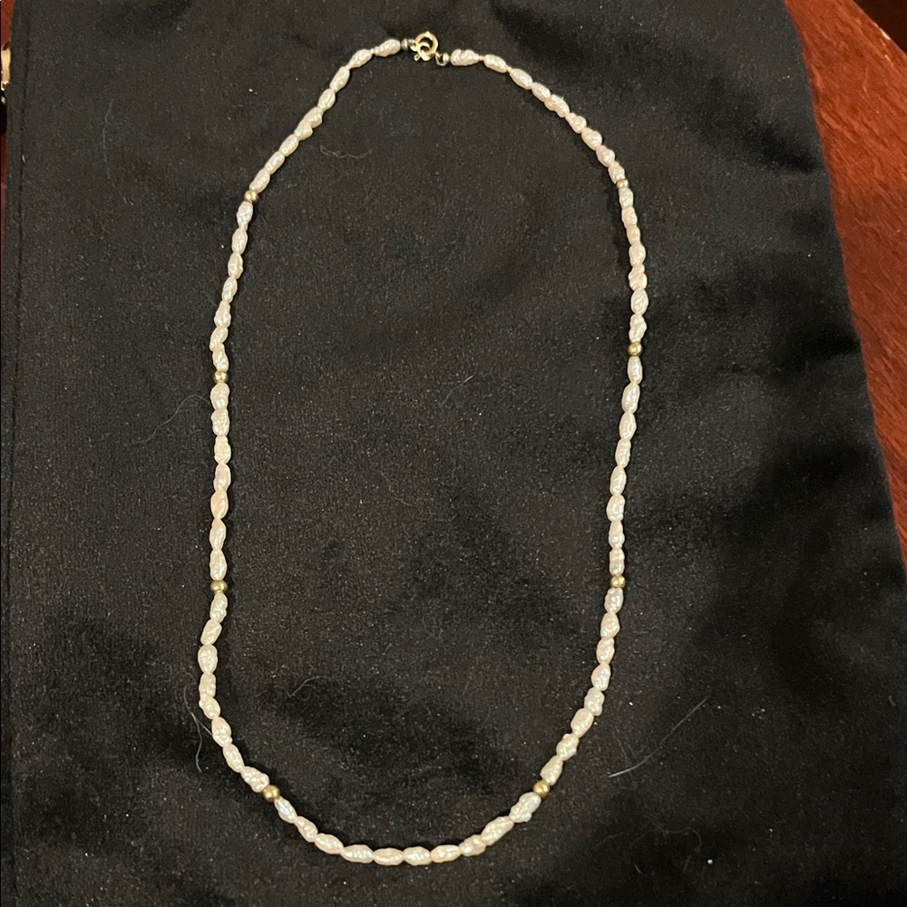 Delicate Freshwater Pearl Necklace with Gold Accents - Ivory